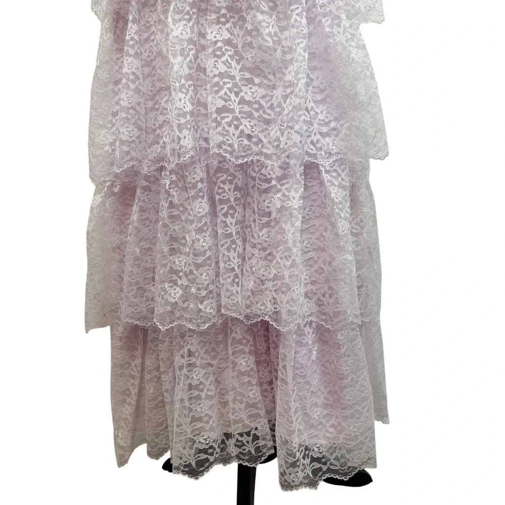 Vintage ILGWU Pink Lace Prairie Dress Made USA Coquette Fairycore Cottage 5 - Picture 6 of 16